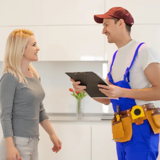An Orient AC technician talking a job through with a homeowner